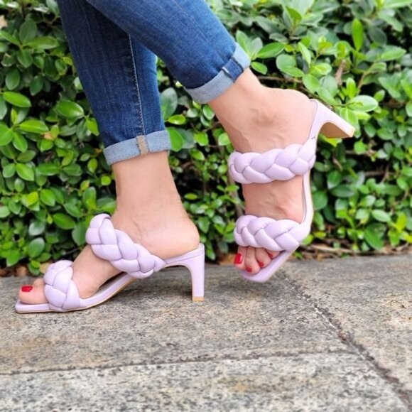 Shoes - Women's Orchid Double Braided Square Toe Mule Low Heel Sandal